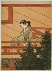 Young Woman Seated on the Balcony of Kiyomizu Temple by Suzuki Harunobu