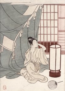 Young Woman Kneeling by Her Mosquito Net by Suzuki Harunobu