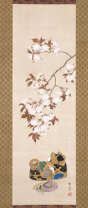 Cherries And Dog-Shaped Box by Suzuki Kiitsu
