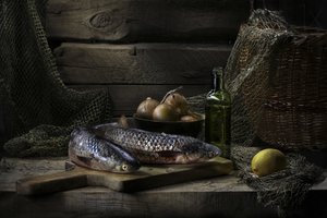 Dark Seafood Still Life by Svetlana Pavlоvskaja
