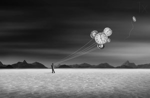 Man and Flying Clocks by Swarnendu Ghosh