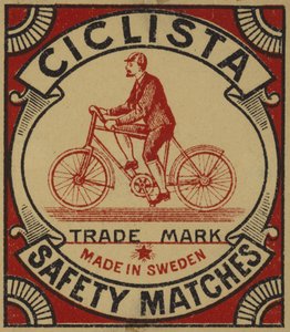 Label for Ciclista safety matches by Swedish School