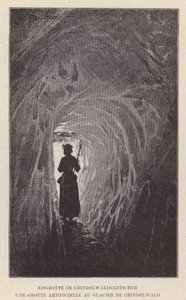 Ice Cave in the Grindelwald Glacier, An Artificial Cave in the Grindelwald Glacier (engraving) by Swiss School