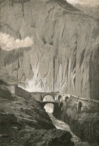 The Devils Bridge.-St. Gothard Road, Schollenen Gorge by Swiss School