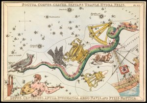 Noctua, Corvus, Crater, Sextans Uraniae, Hydra, Felis, Lupus, Centaurus, Antilia Pneumatica, Argo Navis and Pysix Nautica, c.1825