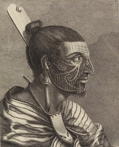 Head of a New Zealander with a comb in his hair