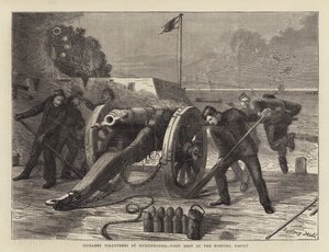 Artillery Volunteers at Shoeburyness, First Shot at the Running Target by Sydney Prior Hall