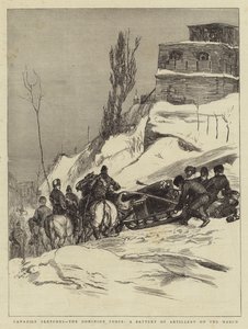 Canadian Sketches, the Dominion Force, a Battery of Artillery on the March