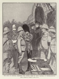 The Duke of Cornwall Presenting the Victoria Cross to Lieutenant Maxwell at Pietermaritzburg by Sydney Prior Hall