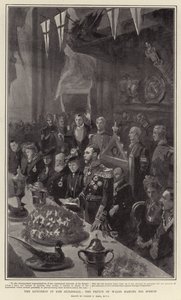 The Luncheon in the Guildhall, the Prince of Wales making his Speech by Sydney Prior Hall