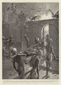The Plague at Bombay, Hindoos disposing of their dead at the Burning Ghauts by Sydney Prior Hall