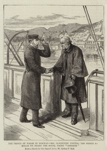 The Prince of Wales in Norway, Mr Gladstone visiting the Prince at Molde on Board the Royal Yacht Osborne