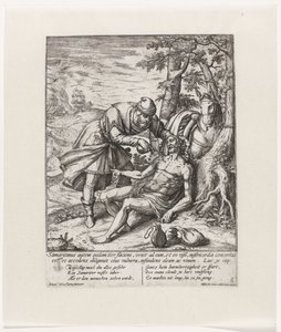 The Good Samaritan Tends to the Wounds of the Robbed Traveler (Parable of the Good Samaritan) by Symon Novelanus
