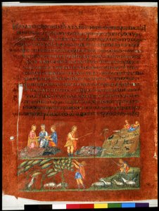 Laban Handing Over the Black Sheep to His Sons (miniature) by Syrian School
