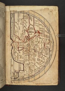 A map of Europe, West Asia and North Africa, projected from the north looking south