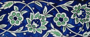 Tile with Peonies and Rosettes by Syrian School