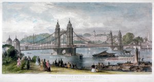 View of the Suspension Bridge at Chelsea, London, 1852 by TA Prior