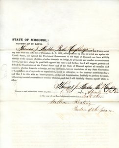 Loyalty oath of Thomas J. Madden of Missouri, County of St. Louis by T.J. Madden