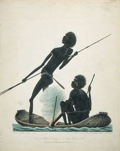 Natives Fishing in a Bark Canoe by T.R. Browne