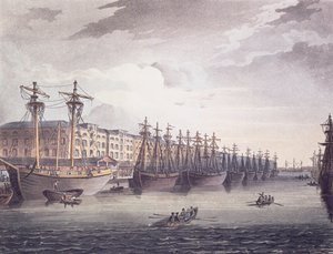 West India Docks by T. and Pugin A.C. Rowlandson