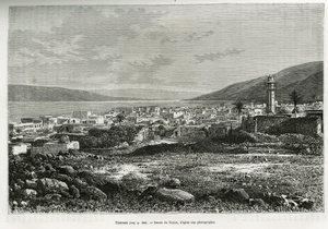 General View of Tiberiade (Israel) (engraving by Taylor, to illustrate the story of Syria Today by M. Lortet) by T Taylor