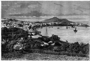 View of Macau Bay. Engraving after a Drawing by Taylor, in Le Tour du Monde, Nouveau journal des Voyages, Edited by Edouard Charton, Paris