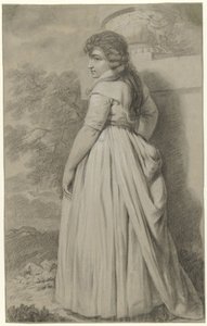 Young Woman Seen from the Back, Standing in a Garden by Taco Scheltema (I)