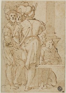 Standing Soldiers and Kneeling Figures by Taddeo Zuccaro