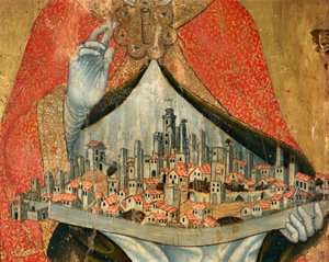 View of the town of San Gimignano, with houses and monuments (detail)