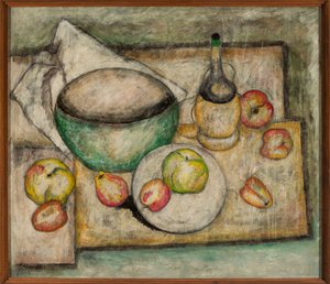 Still Life with a Green Bowl and Fruit by Tadeusz Makowski