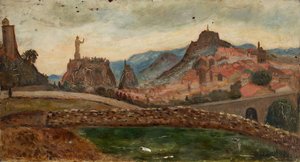 Town on a Hill (near Le Puy with Chateau de Polignac) by Tadeusz Makowski