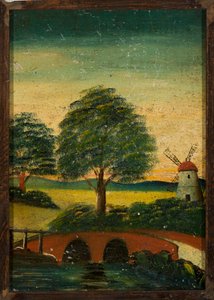 Landscape with Windmill and Bridge by Tadeusz Makowski