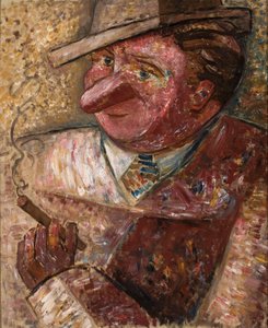 Portrait of a Man in a Hat with a Cigar by Tadeusz Makowski