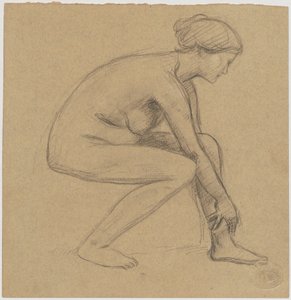 Study of a Seated Nude Woman by Tadeusz Makowski