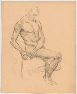 Study of a seated male nude by Tadeusz Makowski