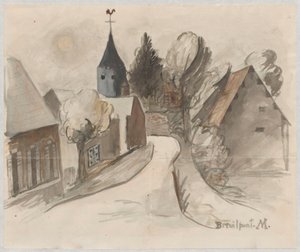 View of a Village with a Tower by Tadeusz Makowski