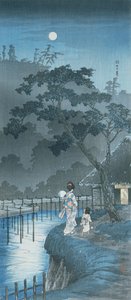 Woman, child and moon