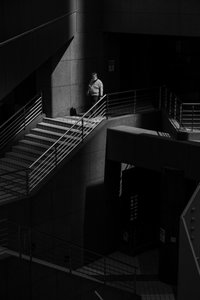 Solitary Man on Stairs