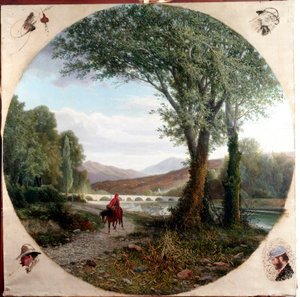 Dante a horse runs along the river Entella or the Passage (Illustration of the Purgatory in La Divina Commedia by Dante Alighieri)