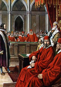 Cretan War: The trial of Francesco Morosini after the siege of Candia, accused of cowardice and treason on his return to Venice