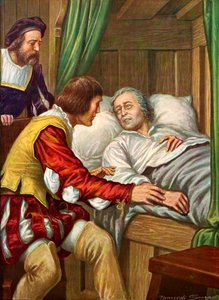 Christopher Columbus Recovering from Sickness to Find His Brother by His Bedside
