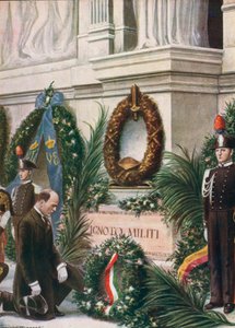 Homage by il Duce at the tomb of the unknown soldier