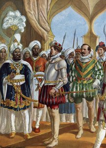 Portuguese Navigator Pedro Alvares Cabral Negotiating with the Zamorin in Calicut by Tancredi Scarpelli