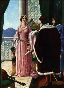 Queen Joanna II of Naples Chooses Louis III as King of Naples. Illustration by Tancredi Scarpelli by Tancredi Scarpelli