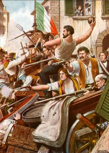 The Five Days of Milan. Citizens of all classes man the barricades