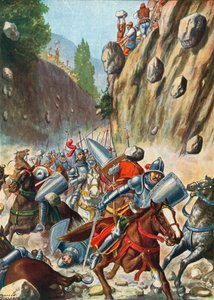 The troops of Count Lando being attacked by peasants
