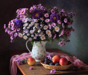 Asters and Autumn Fruit