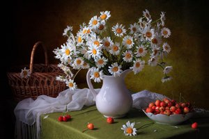 Fresh Daisies and Cherries by Tatyana Skorokhod