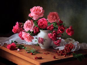 Vibrant Roses and Berries by Tatyana Skorokhod