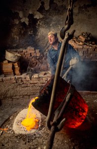 Foundry Worker Casting Molten Bronze, Florence